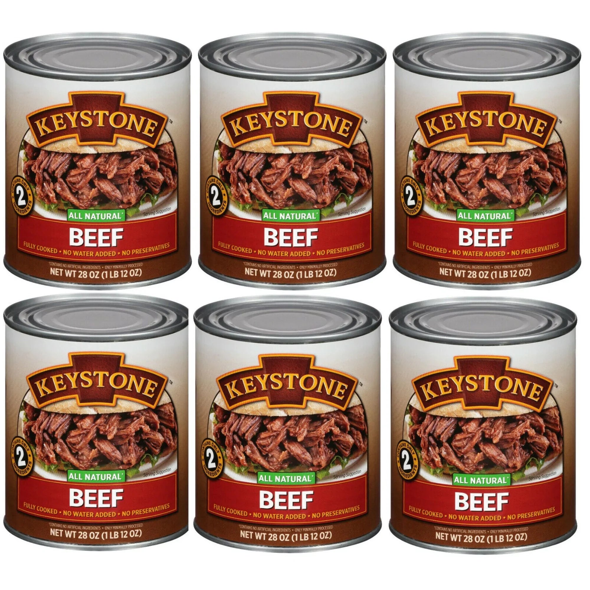 Long Cans Keystone Food Life Meats 28 Natural Canned Shelf Ounce ✅ Camping Beef All Emergency ✅ (6 Pack)