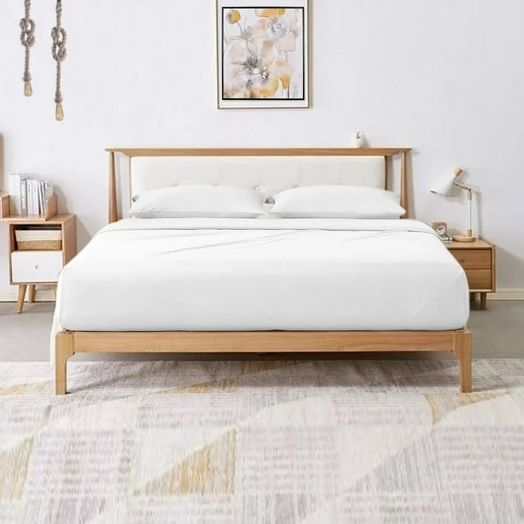 'hotellinen' Brand Super 100% 6-Piece Extra Cotton Pattern, Hotel Pocket 1000 Fit @ (Queen, Sheet Thread Deep Upto Inches Deep Set White) Solid Count 34 Soft Pocket, Egyptian