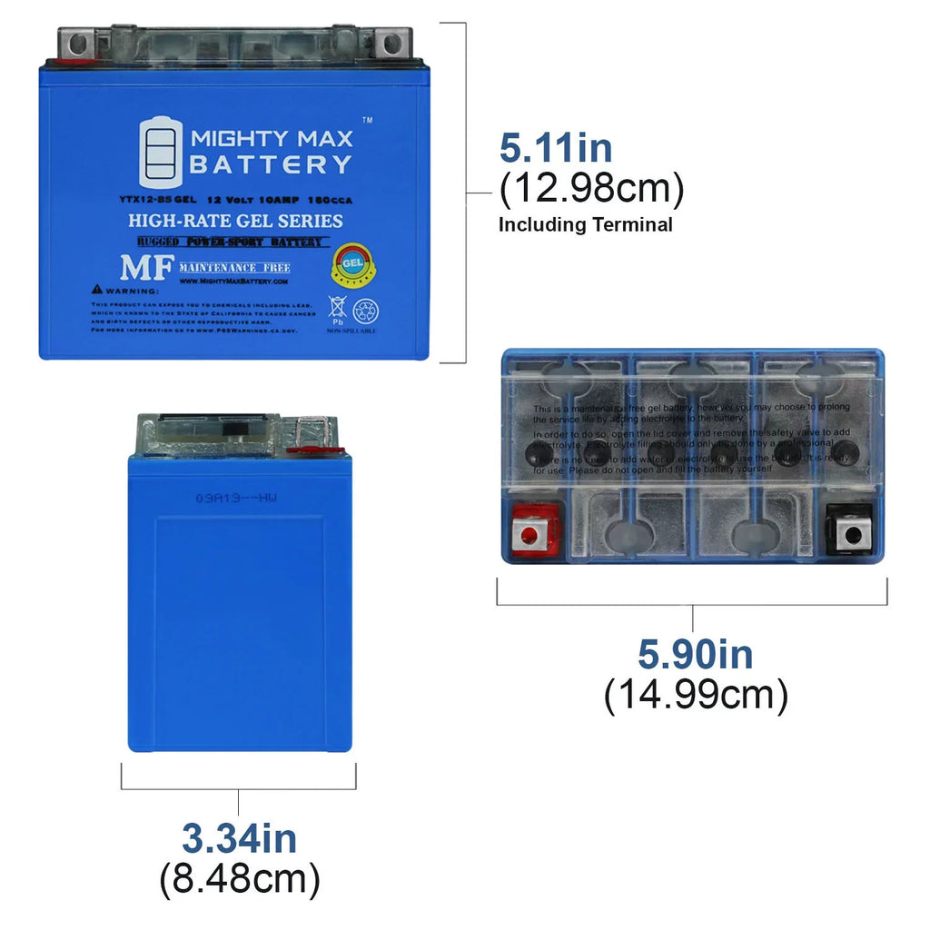 Battery GSX-R1000 Charger + 12V 10AH for GEL 2Amp YTX12-BS 12V Suzuki