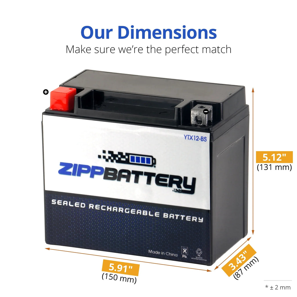 1000cc 2004 YTX12-BS Volt,10 Suzuki 12 for (12-BS Gsx-r1000 Battery 180 Ah, Battery Zipp Motorcycle CCA)