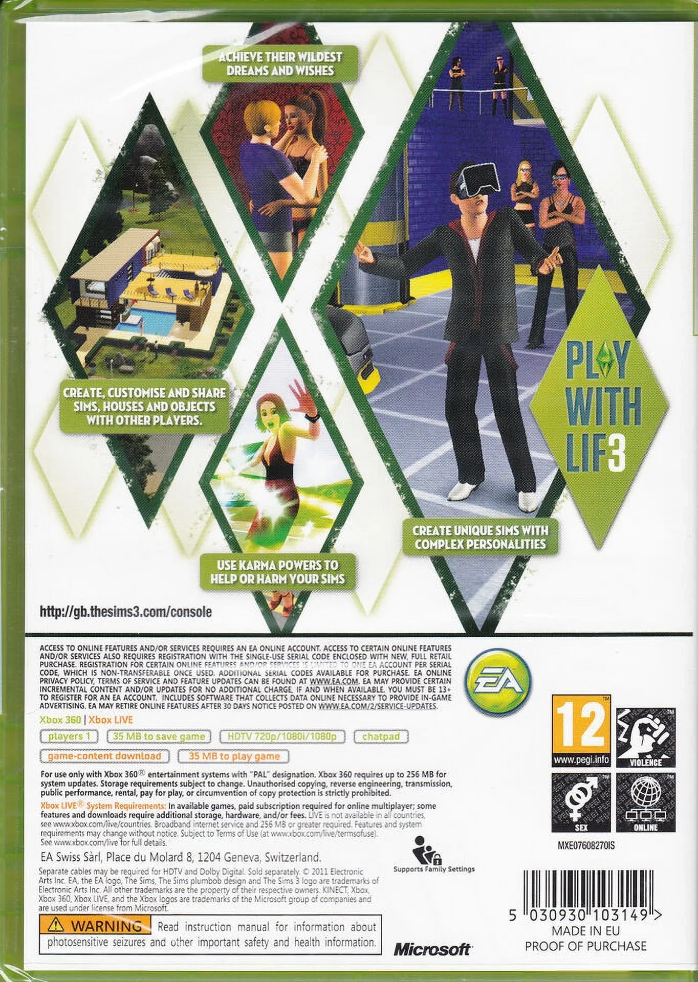 3 Sims 360 Factory Sealed New Brand Xbox The