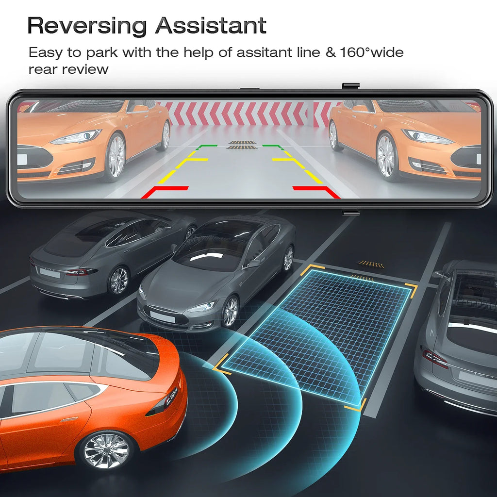 TOGUARD Night 4K Dual Touch with Screen Mirror Super Rear View Vision Dash GPS, Camera, 12" Sensor Cam, Assist, Cam, Mirror Parking Dash