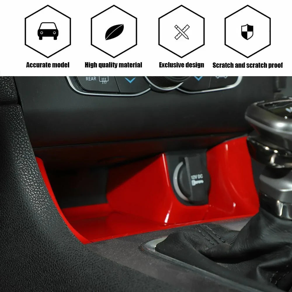 Teledu Red Center Shift Storage Gear Trim Panel ABS Console