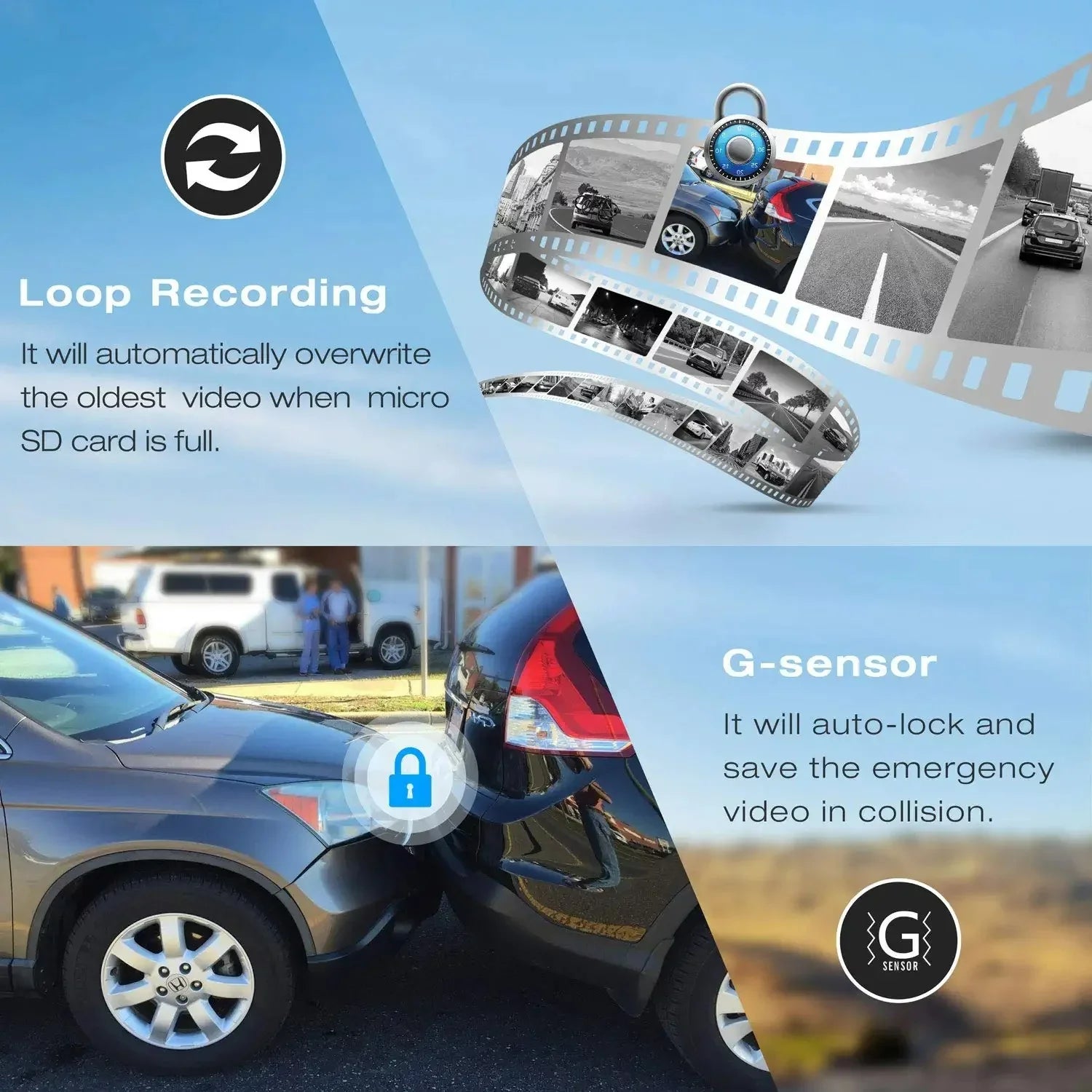 Dashcam View inch Rear Bileeko Backup Lens Dual IPS Full Monitor, Parking Car 10 Screen Mirror Camera, Touch Recording Loop