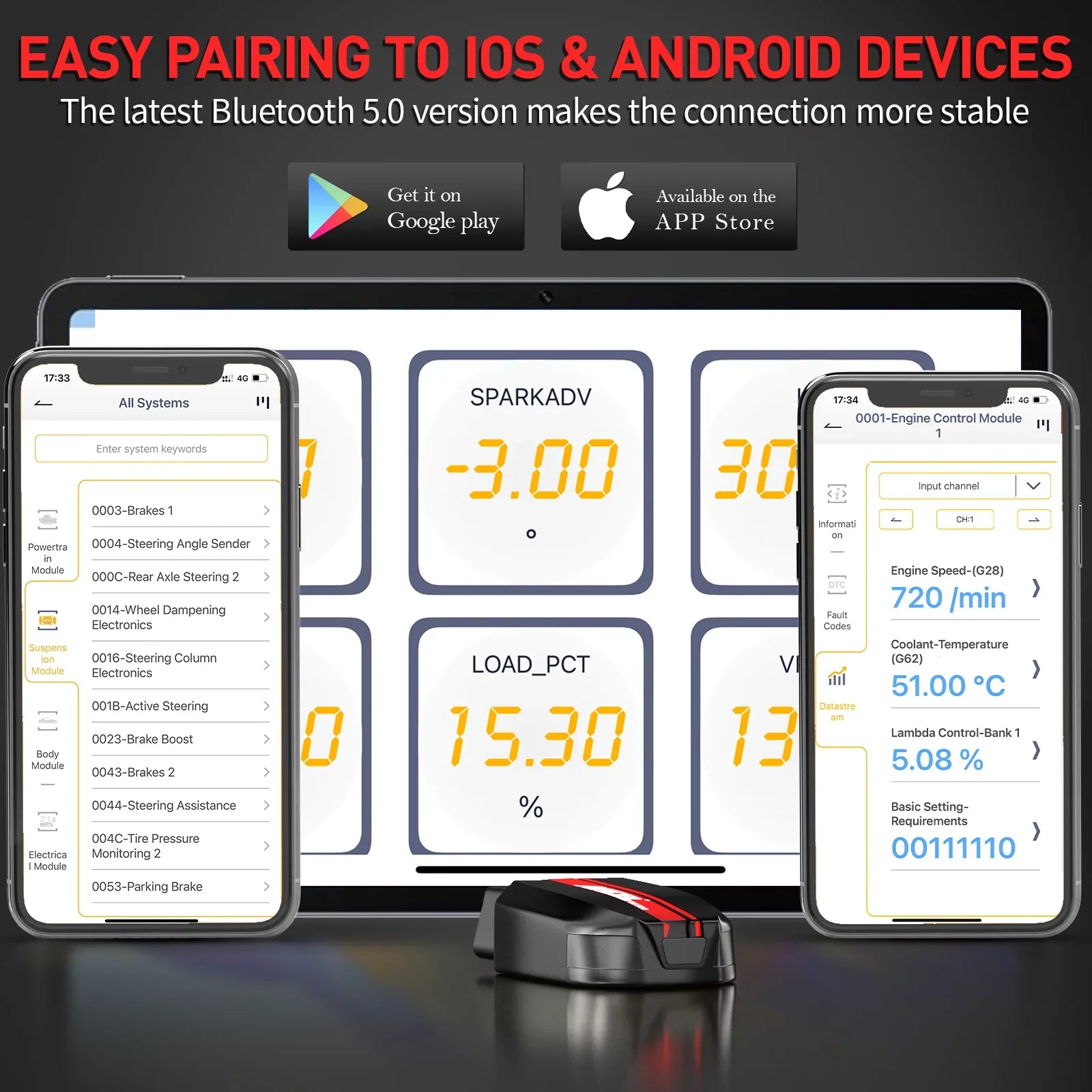 Ancel Seat Code Car Audi OBD2 Tool Fits EPB Skoda Vehicles Check Scanner VAG Scanner Scan Bluetooth Reader Reset Reset Oil Wireless Learning Automotive for VW BD500 All Systems Diagnostic Throttle