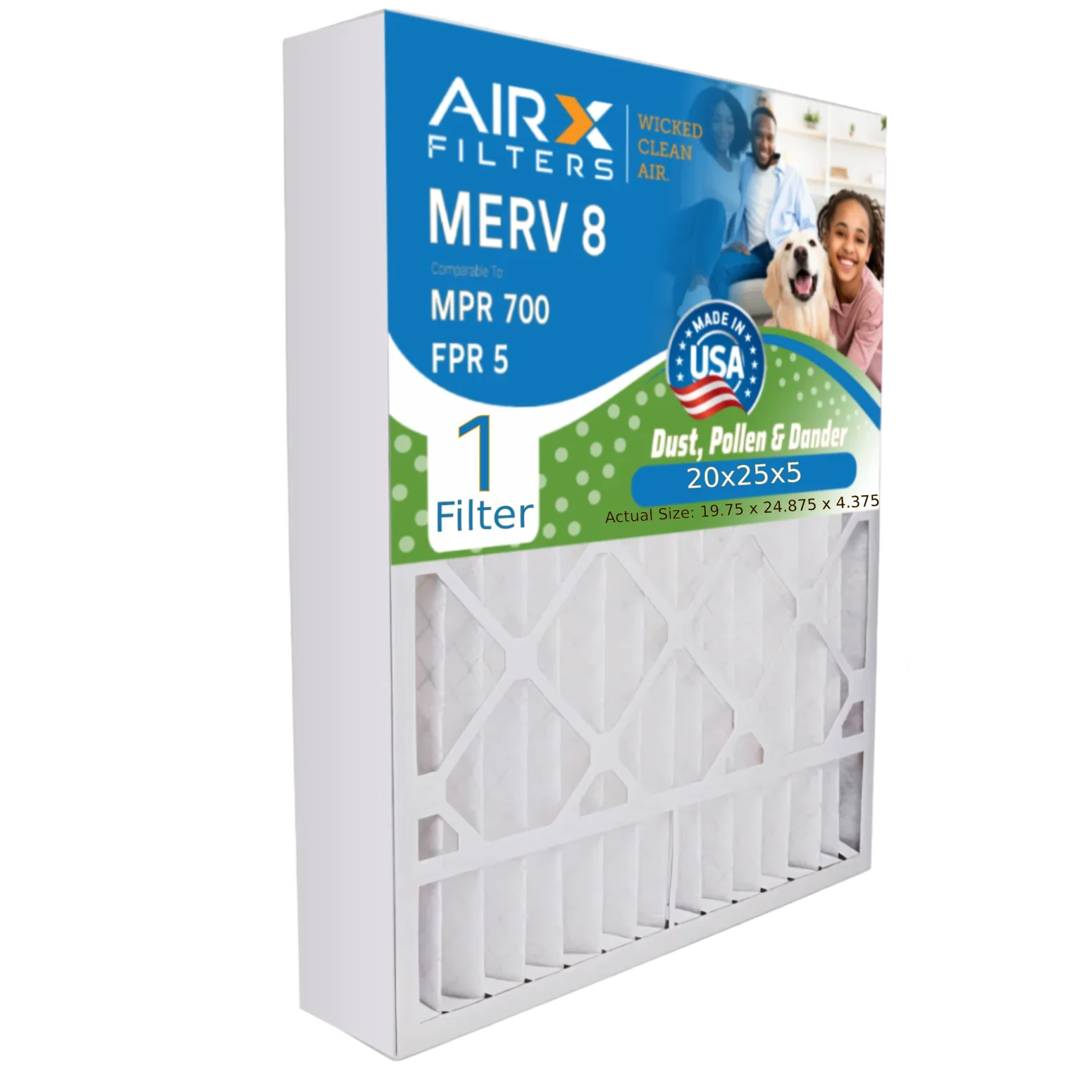 Single USA & to with Compatible Premium by CLEAN FPR 20x25x5 700 Comparable MPR Air AIRX 8 FILTERS Filter 20x25x5 Made Filter MERV Honeywell Filter Furnace 1 AIR. FC100A1037 5 WICKED