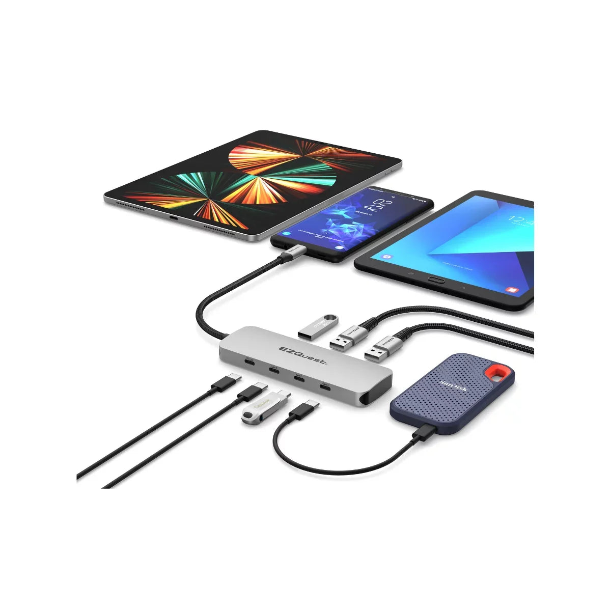 Ports Hub 7 Adapter USB-C EZQuest Gen 2