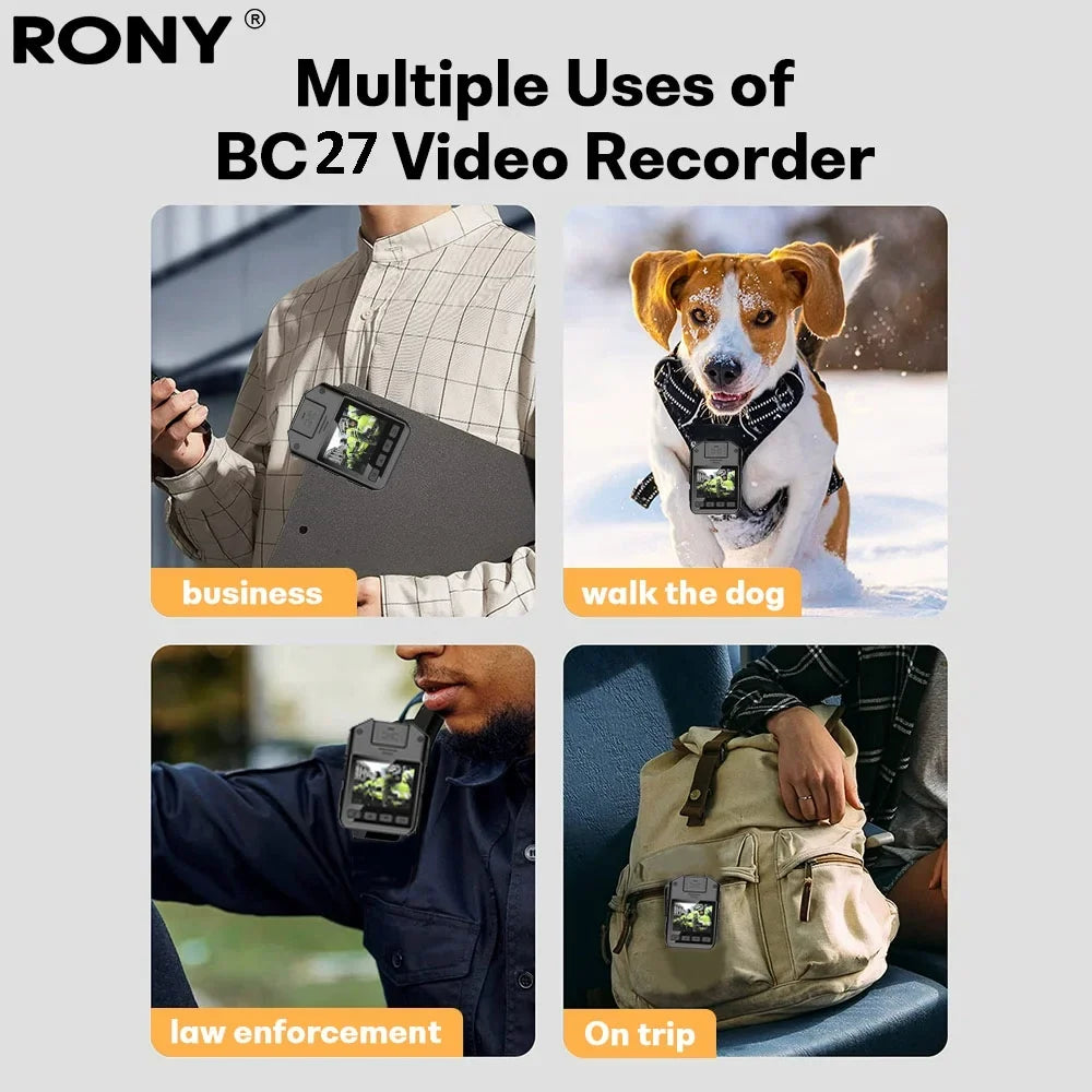 Recording - RONY 128GB Home Vision for Night Camcorder Mini Audio Body with Body Law and - Police Cam Wearable Guard Video with Body 1440P Security Waterproof Enforcement Camera