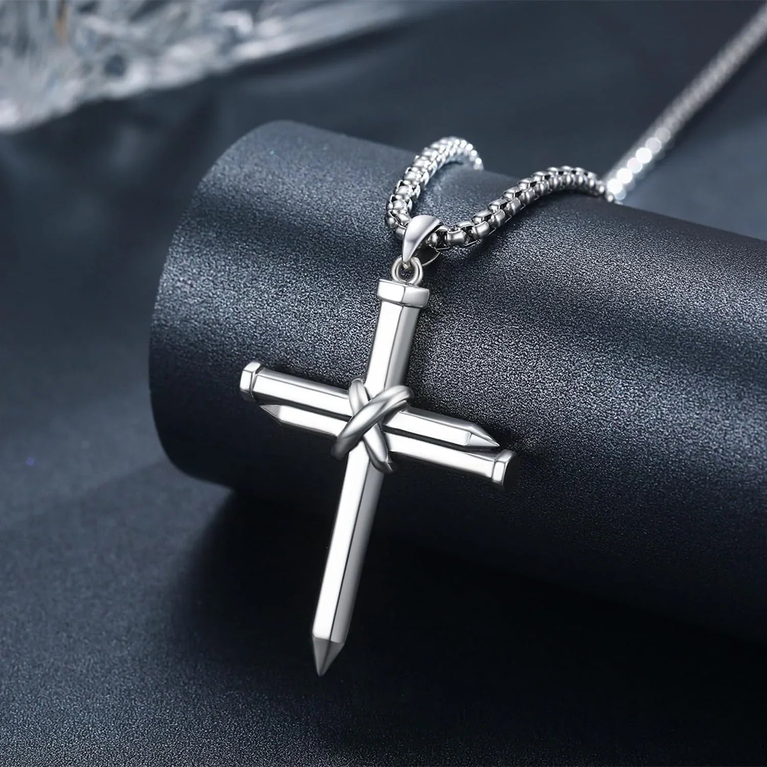 Christian Gifts Cross Charm Men Jewelry 925 Necklace Graduation Midir&Etain Solid Silver Cross Necklace for Cross Sterling Boys Religious Nail Pendant