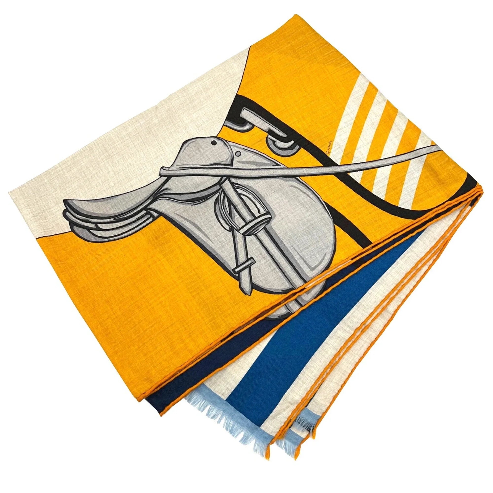 Jaune (Like Men's HERMES Cashmere Spring/Summer 2022 Natural Women's Stole Scarf Silk Pre-Owned 22SS Hermes Rectangle Collection Marine New)