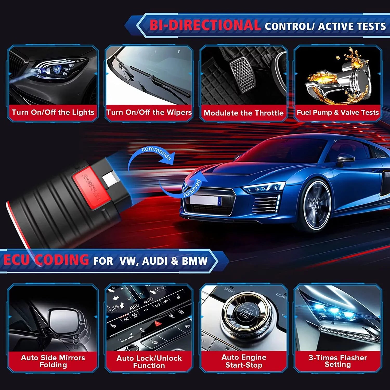 1 Year Bidirectional Android, All Ediag All 15+ Reset & Bluetooth Diagnostic Free iPhone OBD2 Coding, Functions, ECU for Tool Systems KINGBOLEN Scanner with Software