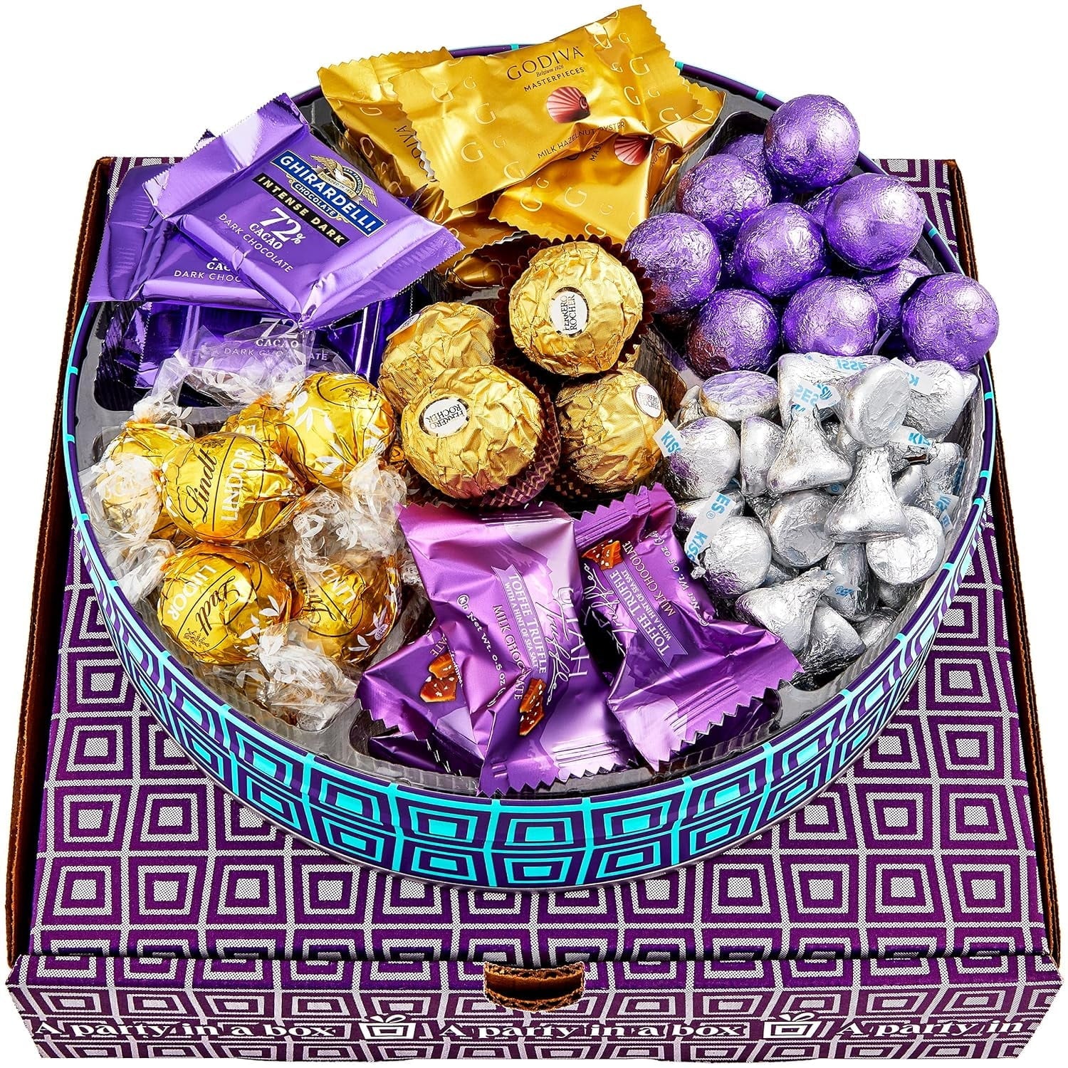 By Chocolate Gourmet Box | Basket Luxury Gifts Chocolate Gift | Brand Pack Includes for Variety Godiva On | Gift Chocolate Chocolate, Ghir event™️ Assorted Hershey Christmas Kisses, Tin- Men, Women