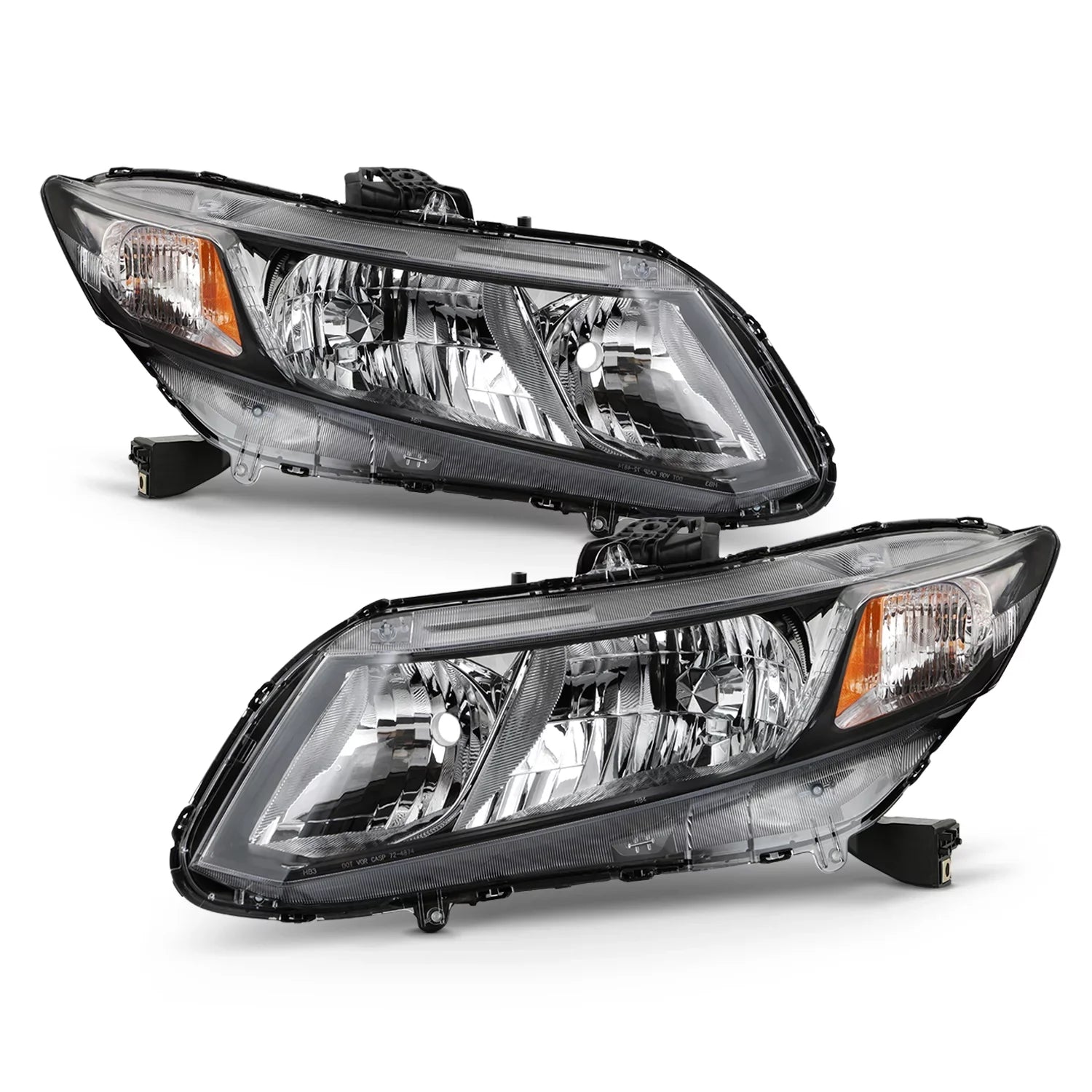 Fits Coupe - Headlamps Honda 2012 2013 Pair Chrome Sedan 2014 12-13 2015 [Halogen Left+Right AKKON Civic Type] Headlights
