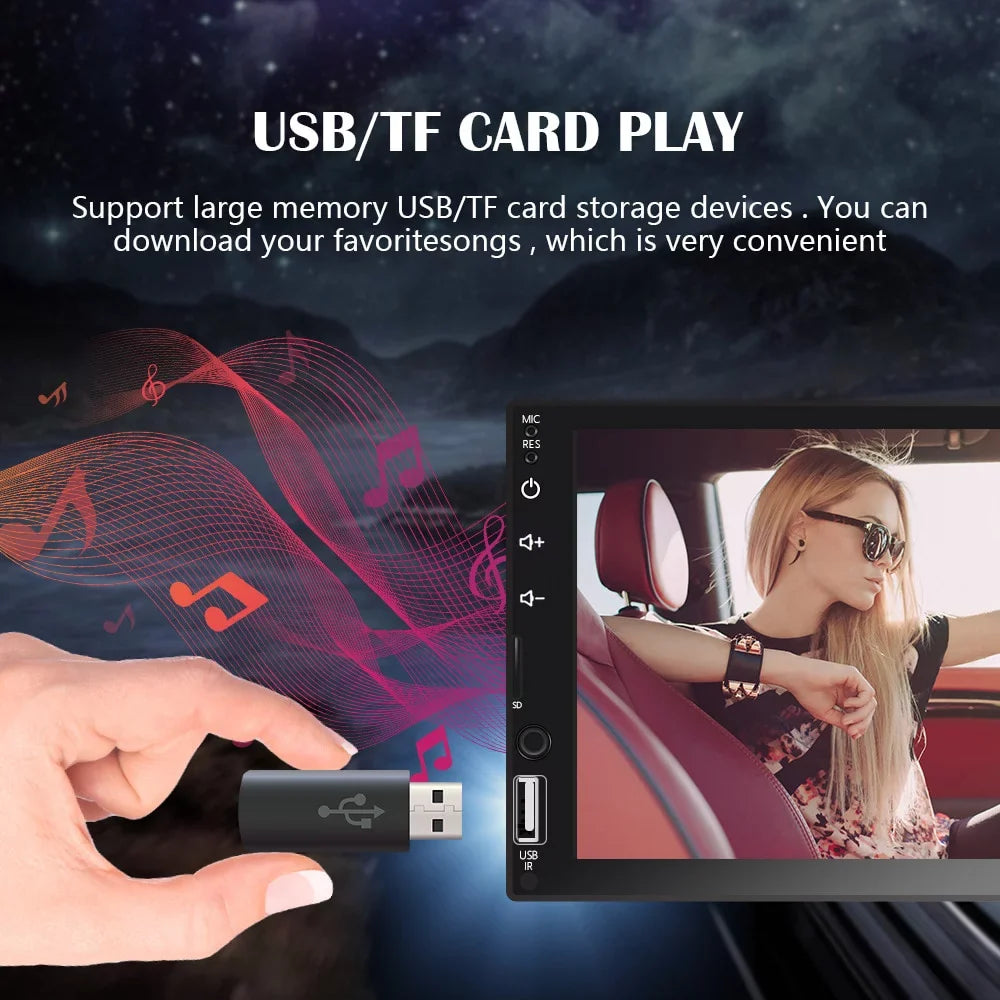 for with View Play Camera/Android Screen Player Car Din Stereo MP5 Auto/Autoradio/IOS/Bluetooth/USB/TF 7" Touch Multimedia 2 Car Rear
