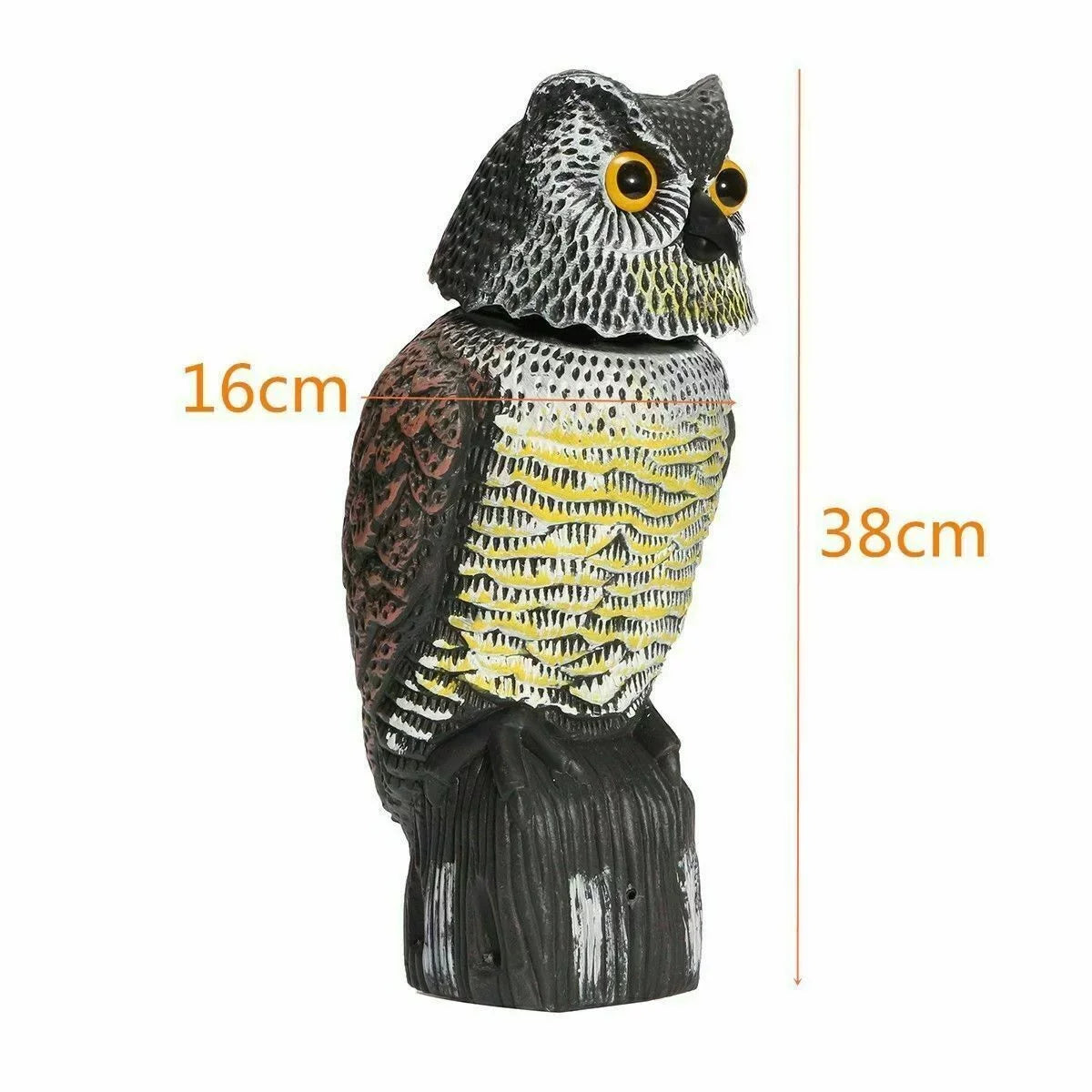 & Scarecrow for Decoy Owl Statue Deterrent Yard Protector 360 Bird Decoy Owl Patio Scary Sounds Garden Fake Realistic to Scare Head Pest Owl Rotate Shadow Birds, exterior