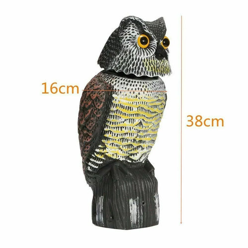 & Scarecrow for Decoy Owl Statue Deterrent Yard Protector 360 Bird Decoy Owl Patio Scary Sounds Garden Fake Realistic to Scare Head Pest Owl Rotate Shadow Birds, exterior