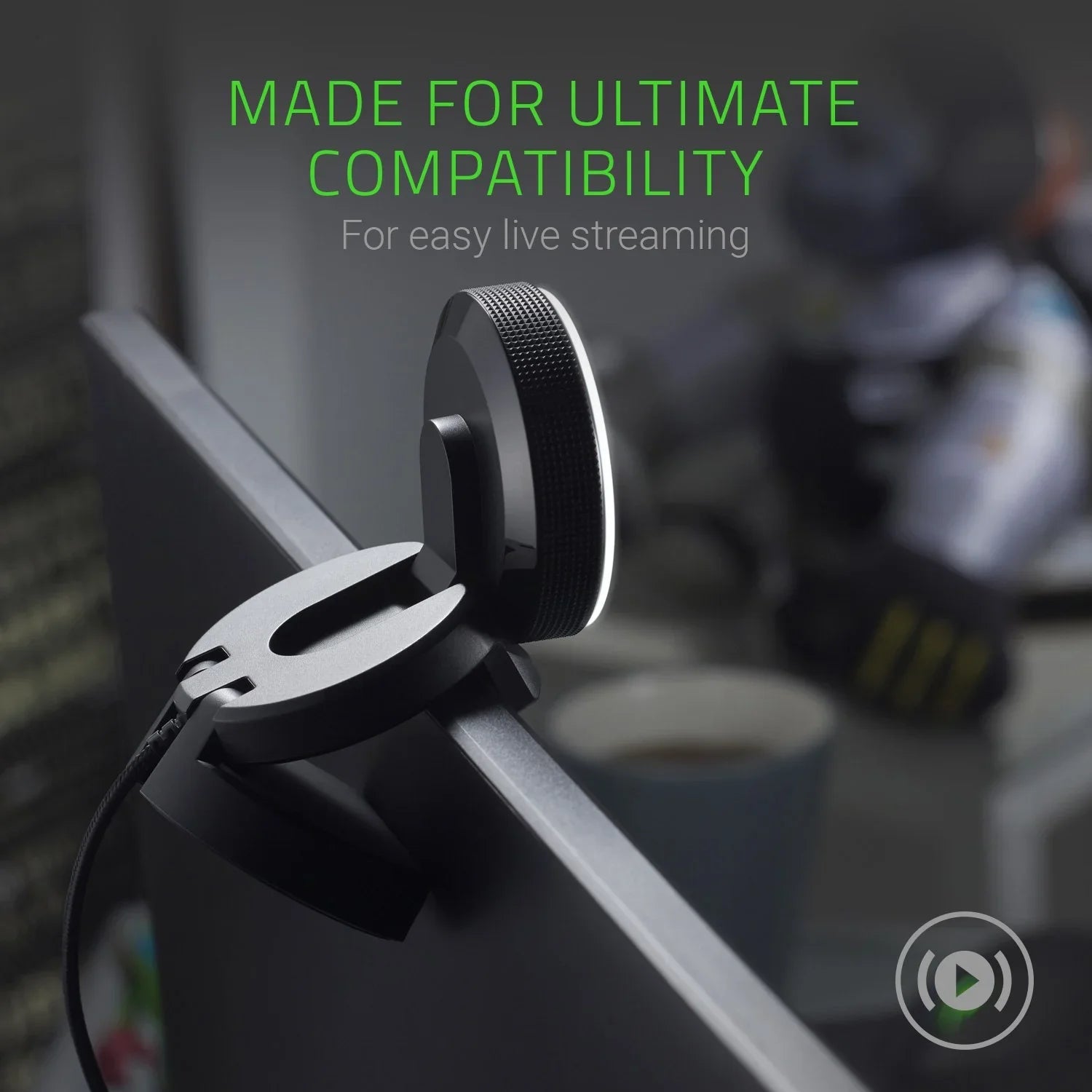60 - Streaming Ring - Microphone Razer 720p FPS Autofocus 30 Advanced FPS w/ Adjustable Brightness - / Built-in Kiyo 1080p Light Webcam: