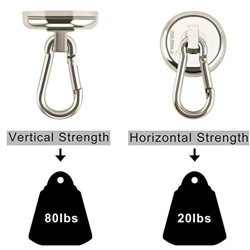 Hanging Warehouse Kitchen - bagnet Purse Magnet Indoor/exterior Snap 80LBS Magnetic Pac Ant Mag Swivel with Factory Carabiner Office Heavy Grill Hookfor Neodymium Duty Hooks (6 Carabiner Carabiner