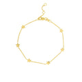 14K - Gold Star Stationed 6 7.25" Adj. Women Bracelet Yellow