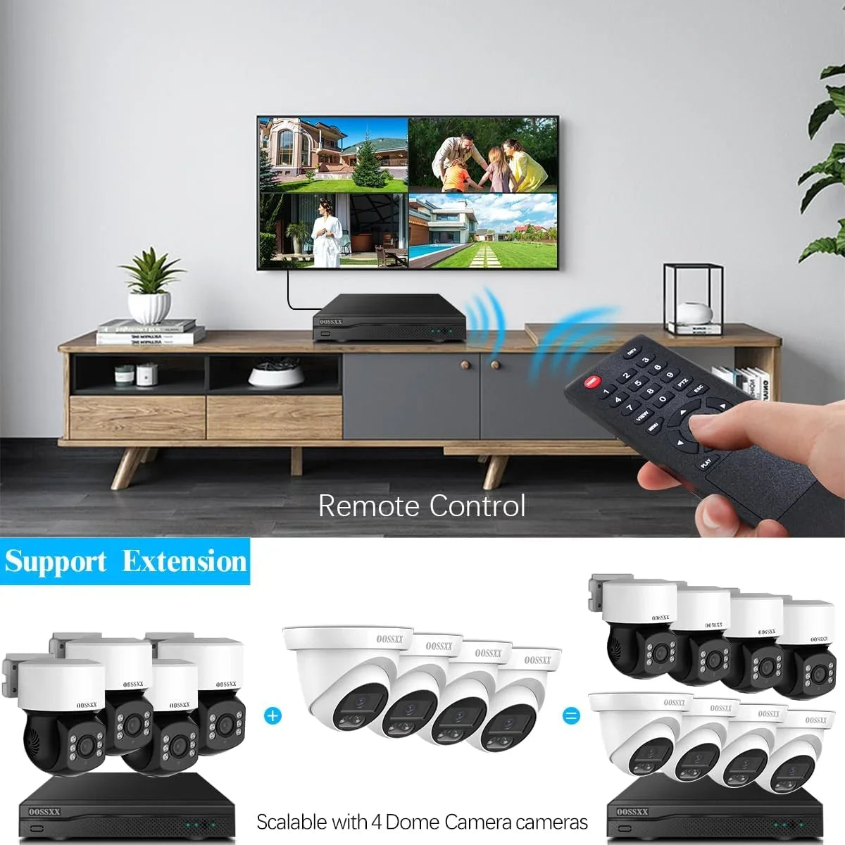 Wired Camera System (360° Camera System Security PTZ Surveillance Outside Indoor CCTV Video exterior Surveillance Video Cameras Equipment Security Zoom) Home Digital