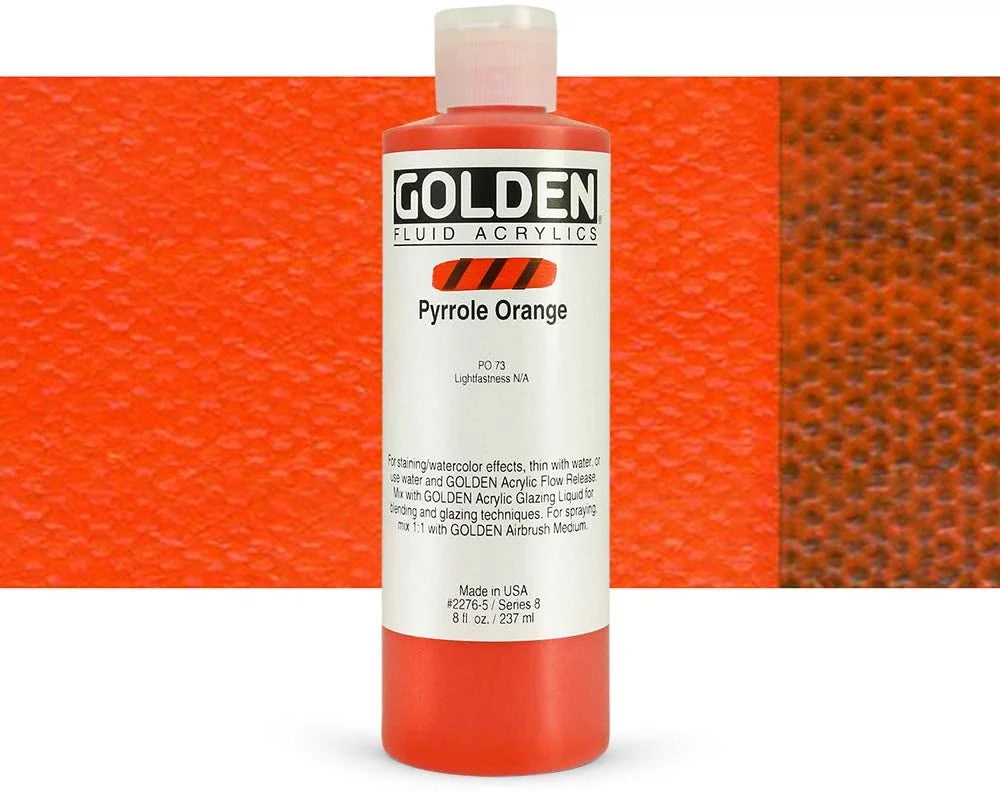 Golden Orange, Paint Pyrrole Acrylic - 8 Fluid oz