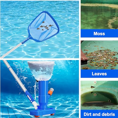 Skimmer Portable for Cleaner with Cleaner Pool Spa Hot Kit, Pond Fountains Cleaner Swimming Poles 60" Vacuum Net, Vacuum 4 Pool Pool Pool Ground Pool Tub Section Upgraded Handheld of Jet Above