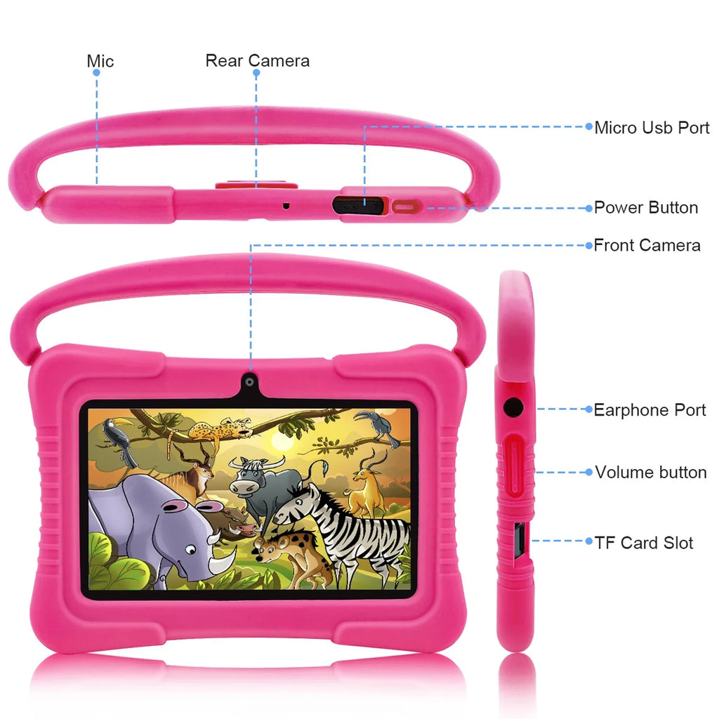 Dual Android Storage,Toddler Wifi,Parental inch Bluetooth, Play, 11 7 Tablet,32GB Learning Tablet,Antemper Camera, Kids with Control, HD Kids Pink Tablet Tablet,Kids