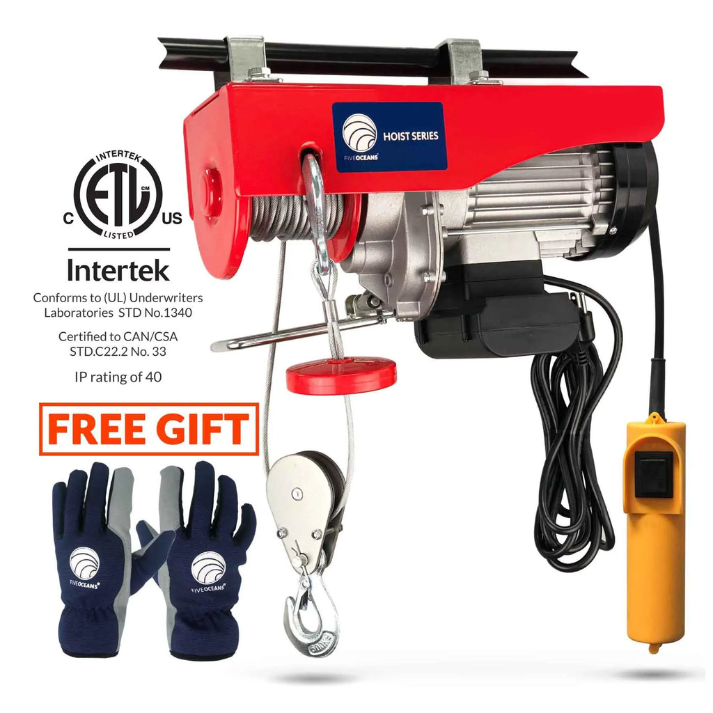 Hoist Hoist, 440 Five Winch Remote 120 System, Emergency Stop Lb Includes Electric 20FT Working Control Pulley V, for Gloves Garage, Factory Oceans FO3780-C1 Hoist, Lifting Pulley - Button Electric