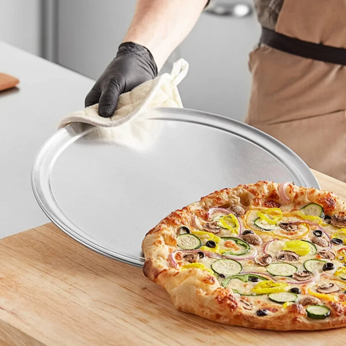 3 Wide Rim- Tray Pizza TrueCraftware- Set Baking Pan Bakeware Aluminum Pizzeria & Restaurants Tray Baking Pan for 15” of Home Tray Pizza Round Round Kitchen Pizza Tray