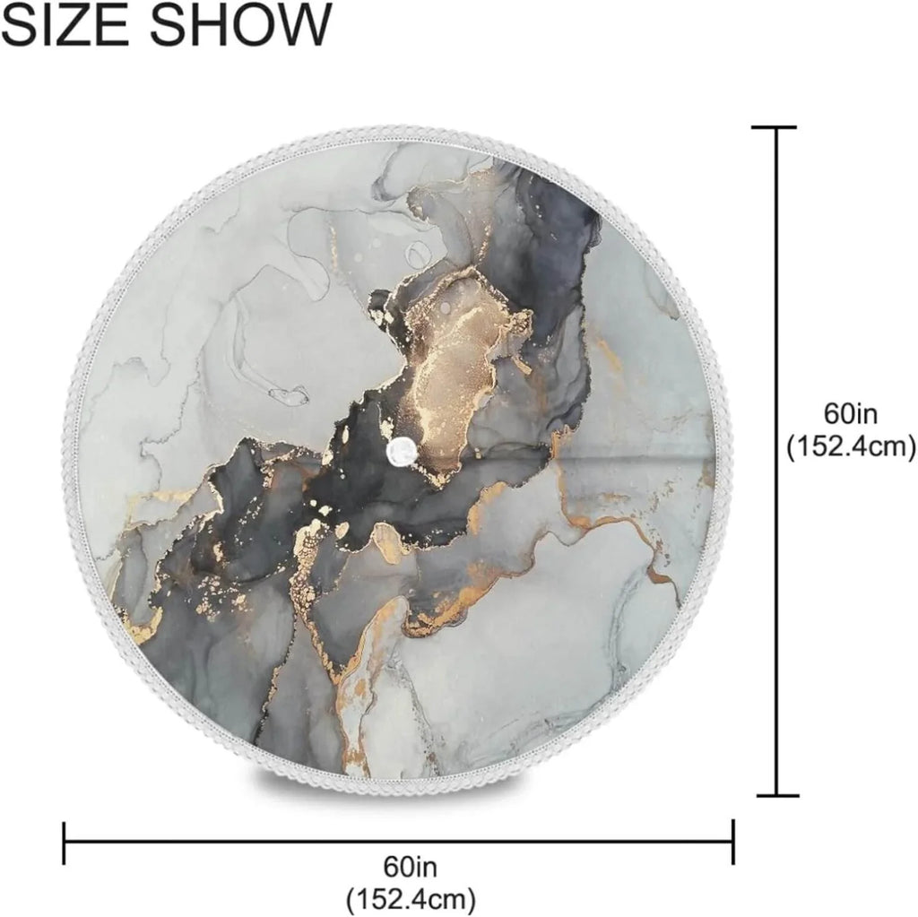Abstract Fluid Round Table /BBQ/Picnic Table Covers 60In,Waterproof Tablecloth 60" Dreamtimes Zipper,Party Painting Backyard for Cloths exterior with Hole Natural and Umbrella Luxury Round Patio Art