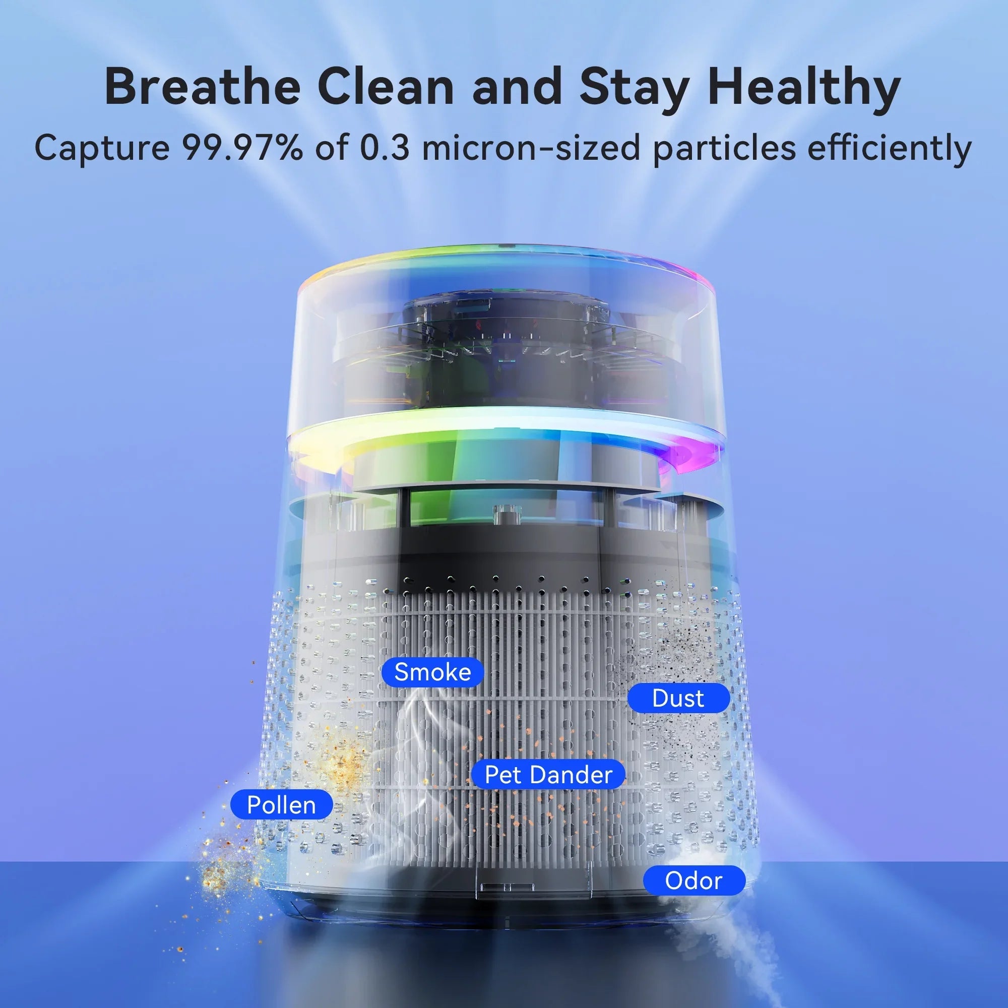 and H13 True Purifier for Filter, MSB5 Black Membrane Solutions HEPA Allergies LED Light, Air Asthma,