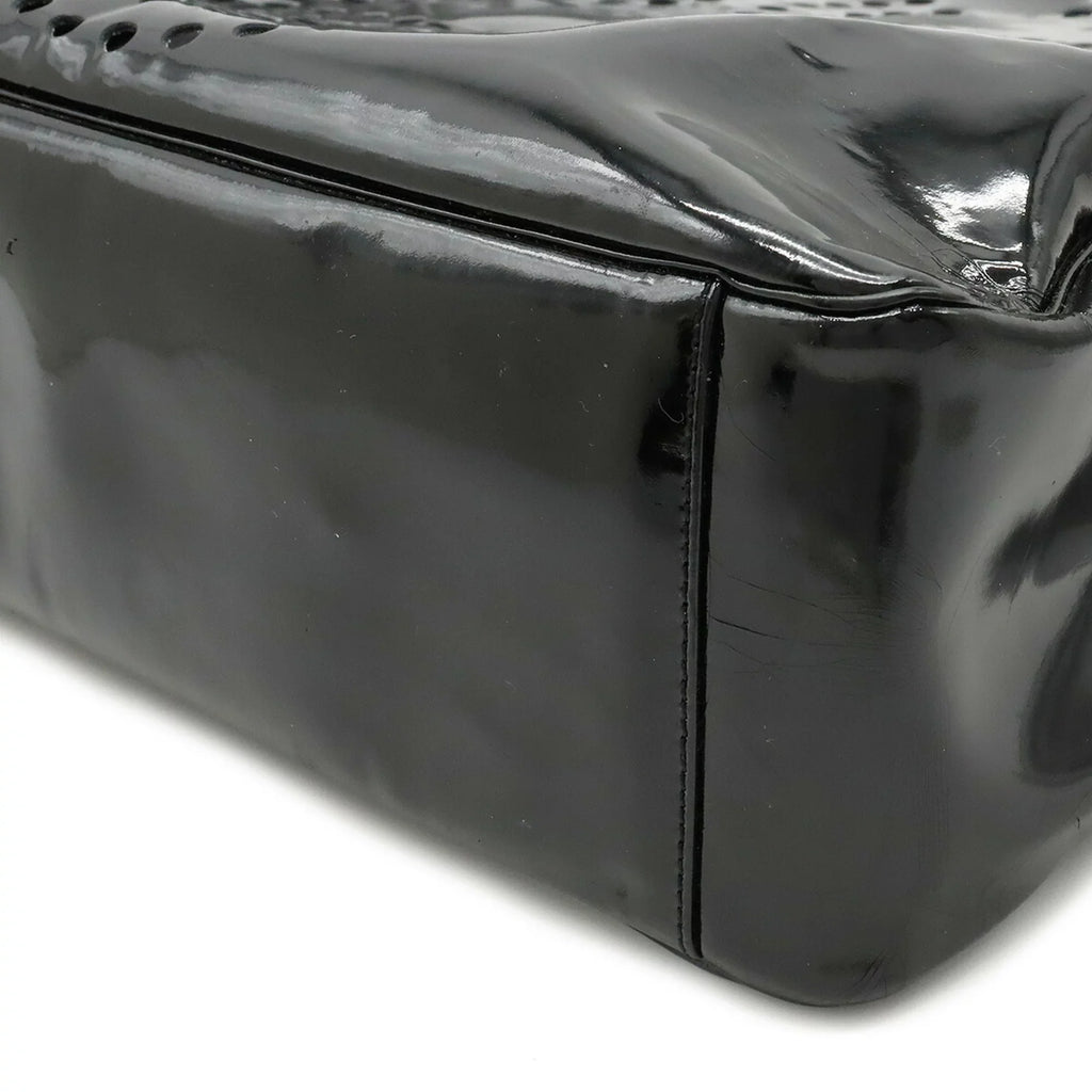 handbag black triple coco here (Good) Pre-Owned punching mark enamel