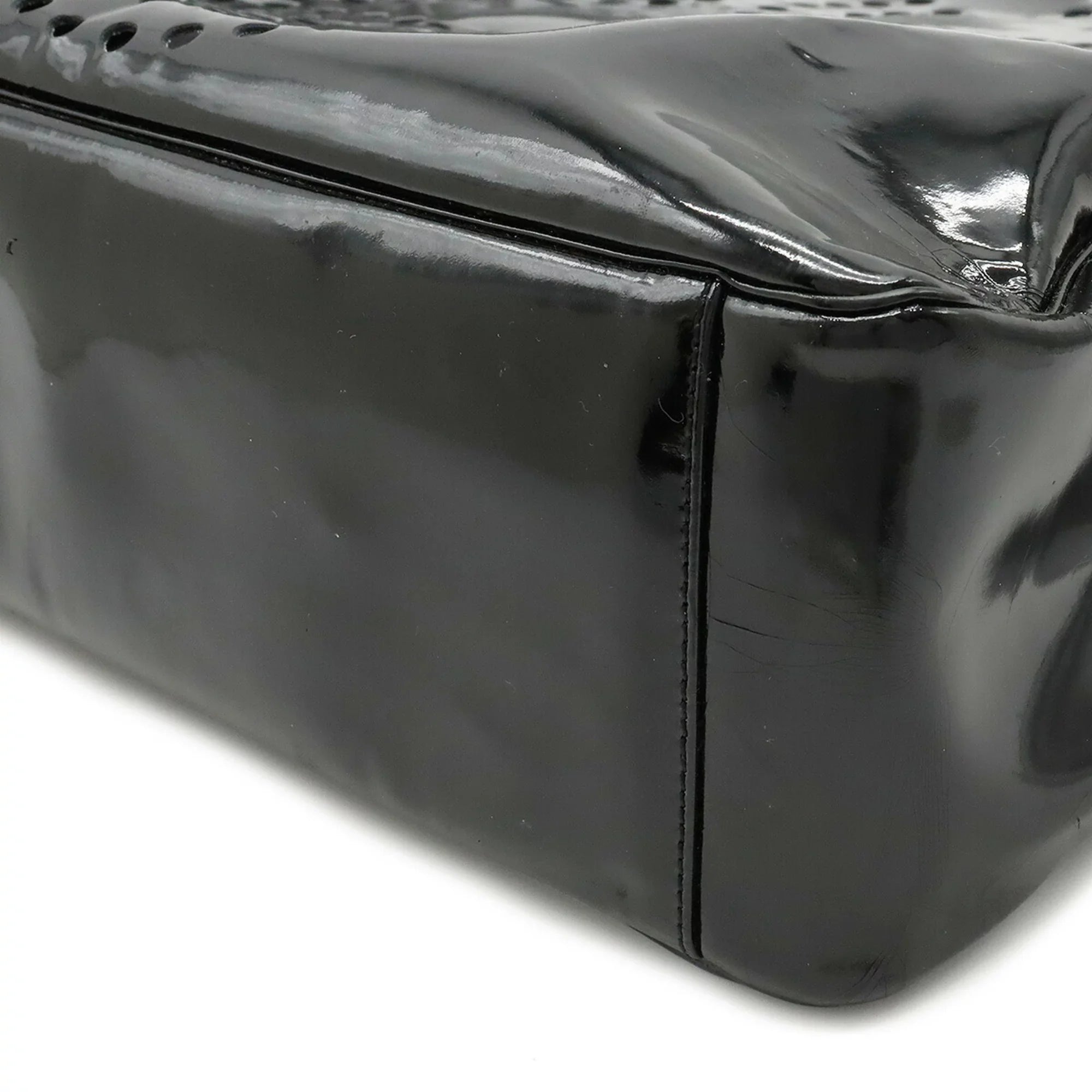 handbag black triple coco here (Good) Pre-Owned punching mark enamel