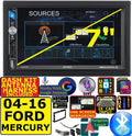 USB/BLUETOOTH HARDWARE AND RADIO INCLUDES AM/FM WIRE WHEN STEREO CAR INCLUDING FITS VEHICLE HARNESS, REQIRED. DASH INSTALLATION ANTENNA ADAPTER PKG. SPECIFIC MURCURY KIT, TOUCHSCREEN
