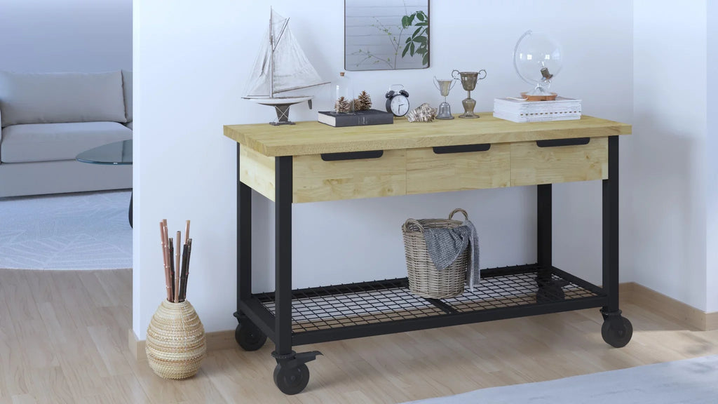 & Industrial 62" Rove Wood Metal Workbench