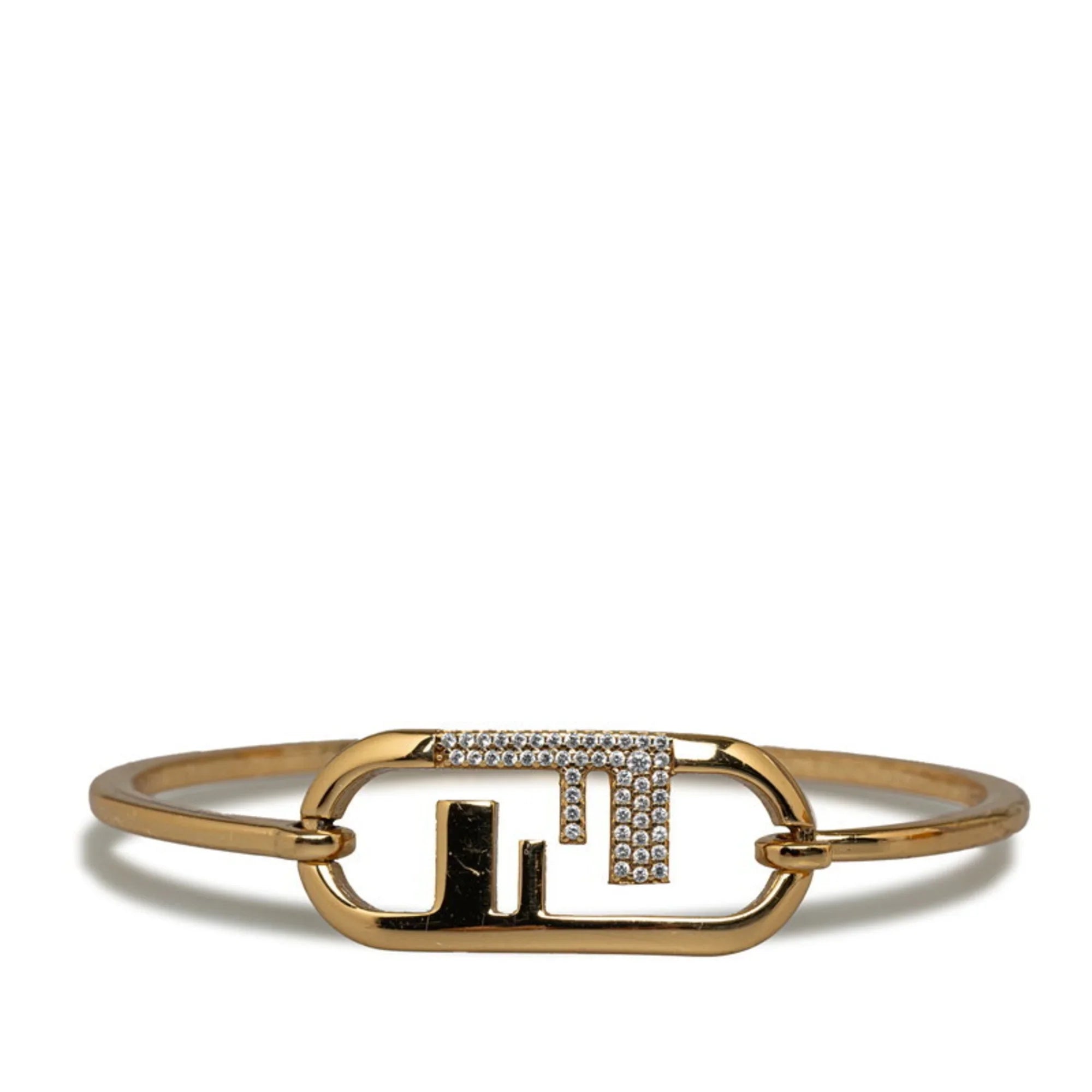 Fendi (Fair) Pre-Owned Rhinestone Gold Rhinestone Bangle