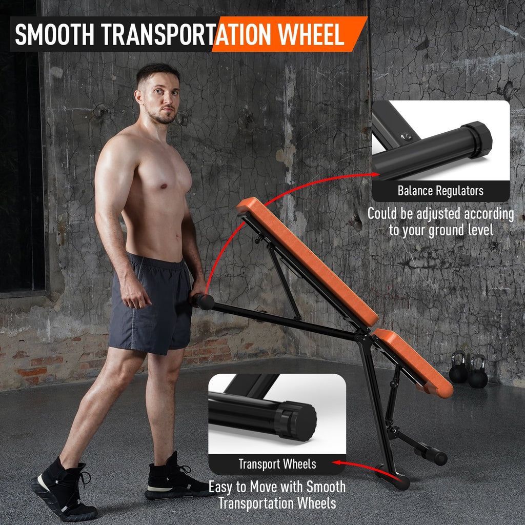 for Home and gym Incline Indoor POOBOO Structure Capacity Folding Workout Thickened incline Weight 800 Training Bench Adjustable Layer bench lbs 5 bench