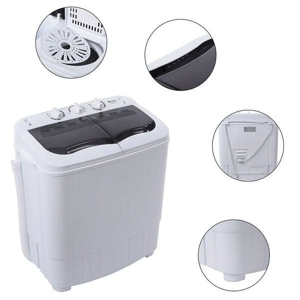 with 6.6lbs Washing SYTHERS Dorms Tub Machine 7.7lbs Spinner, Apartments Mini Pump, for Machine Washer 14.3lbs, Semi-Automatic Drain Combo Twin Washer with