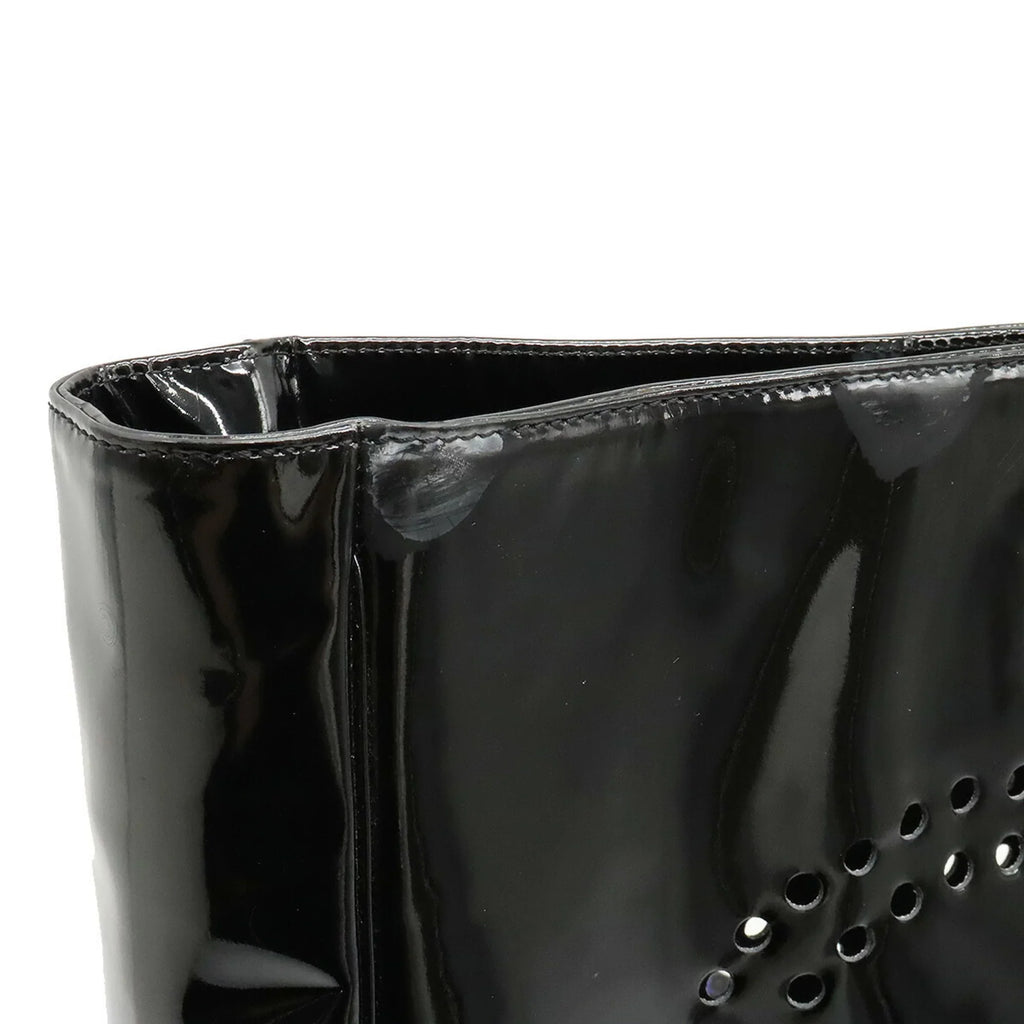 handbag black triple coco here (Good) Pre-Owned punching mark enamel