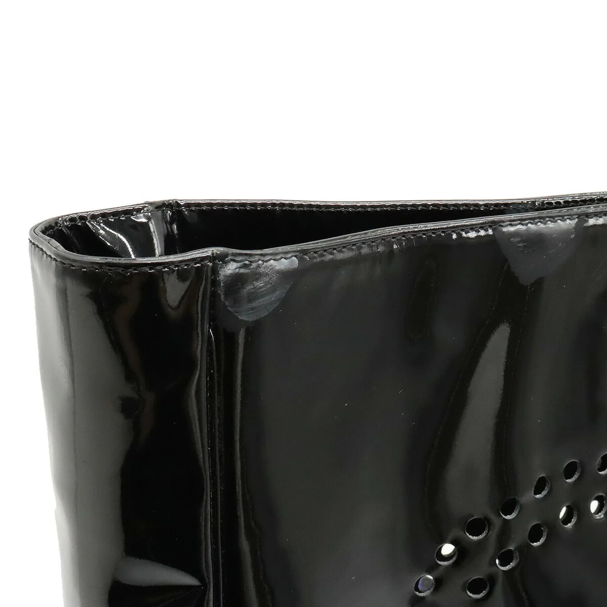 handbag black triple coco here (Good) Pre-Owned punching mark enamel