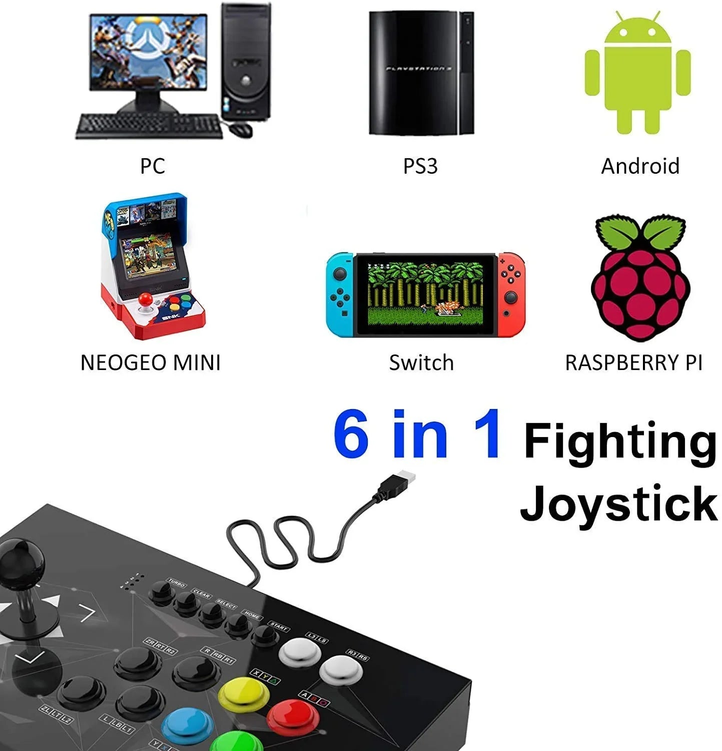 Switch, Sticks Joysticks Fighter PC,Arcade Fight Game Pro, Fighting PS3,Raspberry PC, NEOGEO Android Stick PC Joystick Street Classic, Nintendo PS for Fight Mini, NeoGeo Video Controller Pi,