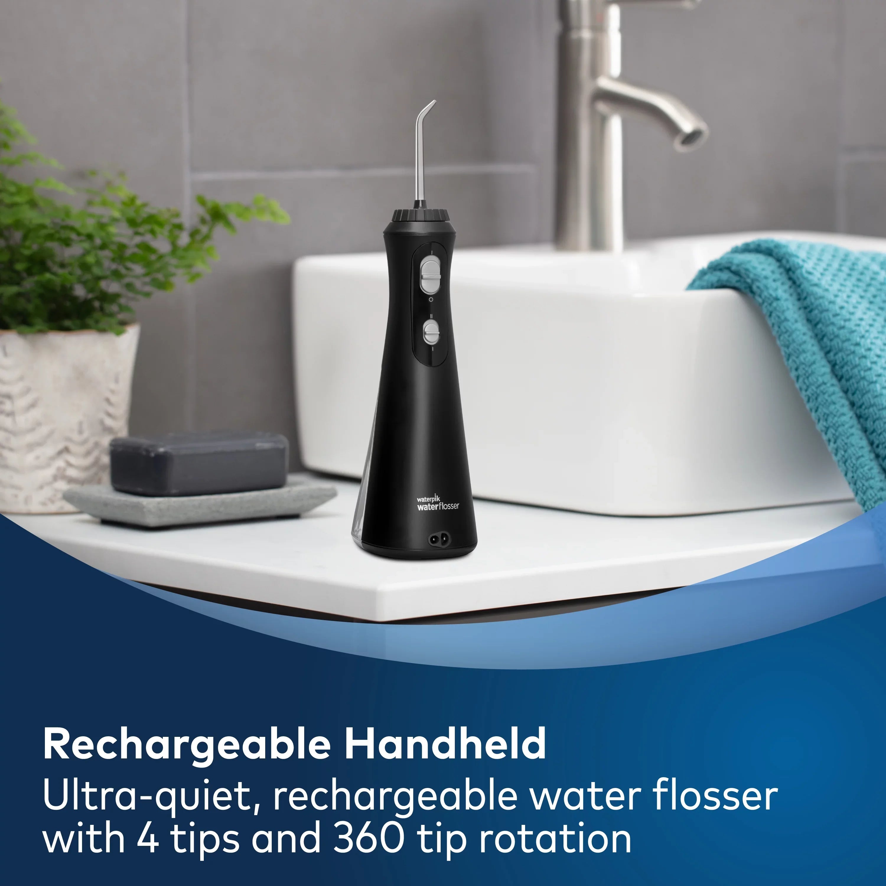 Black Waterpik Oral Portable liquid Cordless Plus Flosser Irrigator,