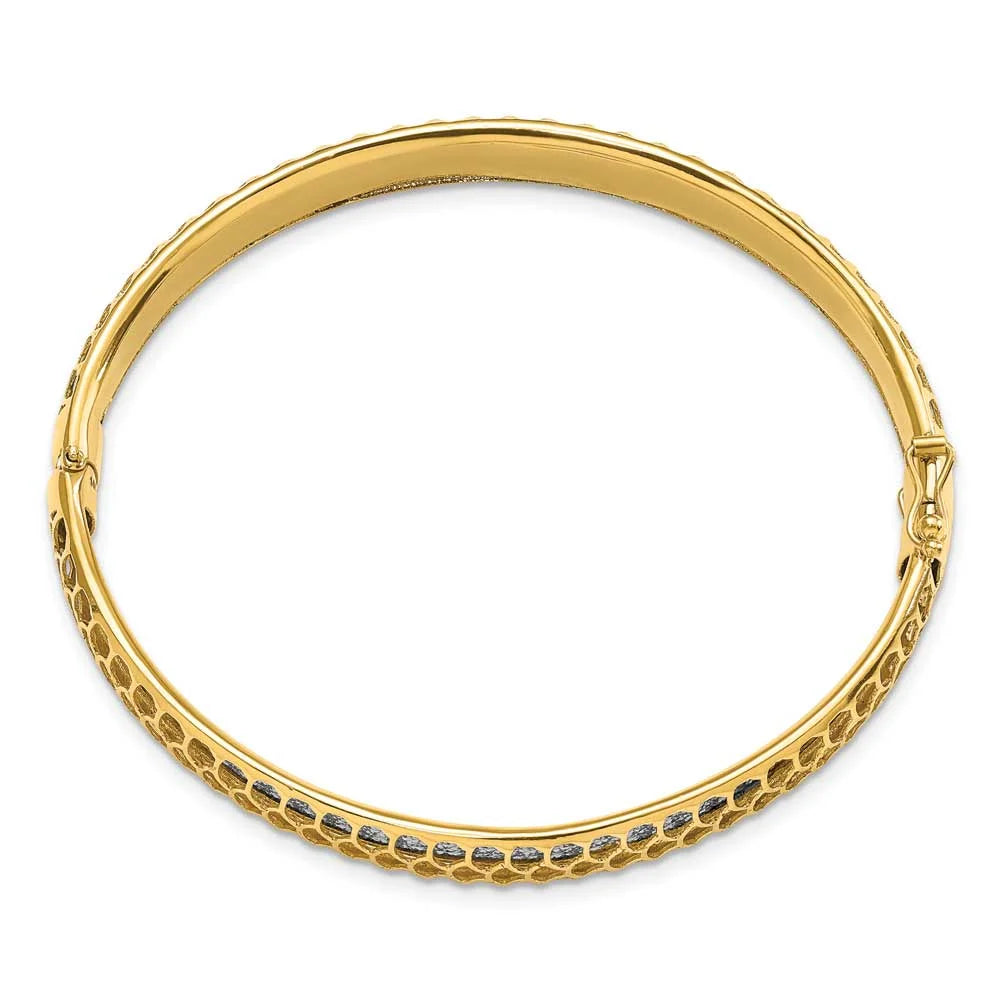Bangle D/C 14k Hinged Polished Two-Tone Gold