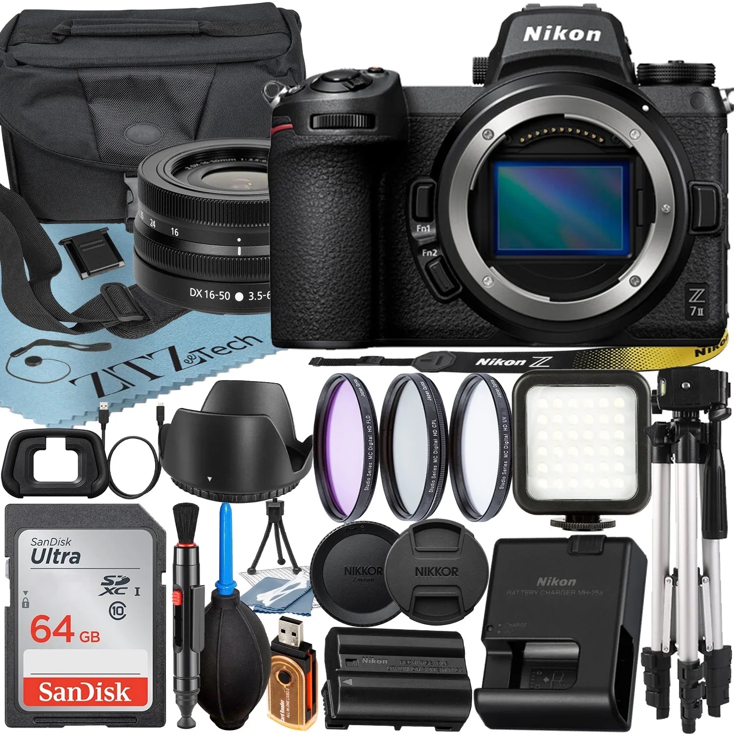 '+ VR NIKKOR + II Pieces Flash Camera Nikon Z 3 + Bundle 64GB + SanDisk Filter Card Accessory Lens + 16-50mm DX Zoom Case with ZeeTech Z7 Mirrorless