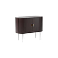 Elegant Dark Wood Sideboard with Ribbed Design and Gold Accents