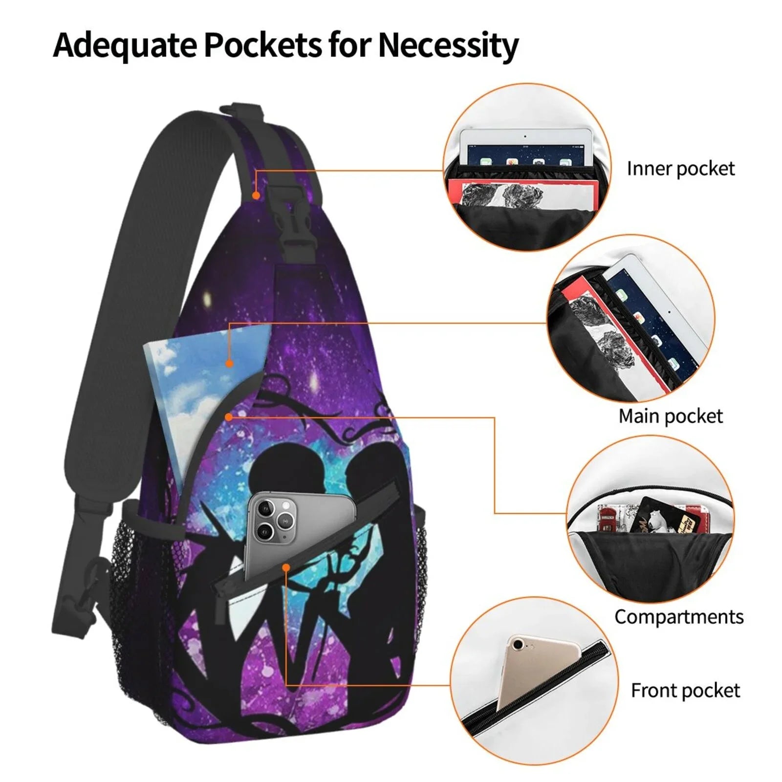 Bags Unisex Men Christmas Crossbody Gifts Before The Backpack Chest Daypack Bag Hiking Nightmare Women For Shoulder Travel Sling