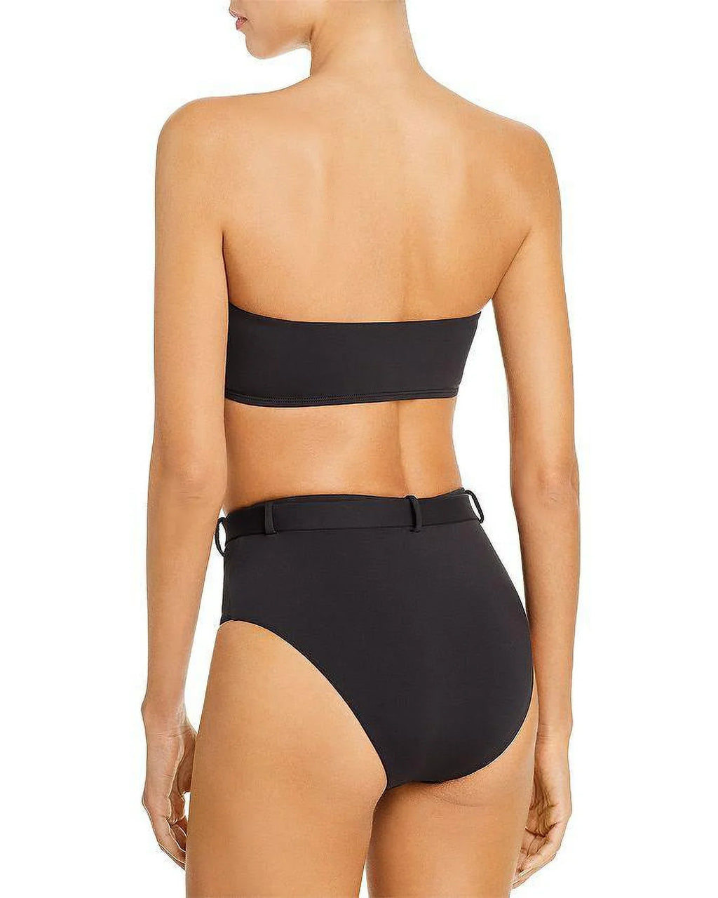 Belted Bottom, High-Waist BLACK Large Bikini Aqua Swim US
