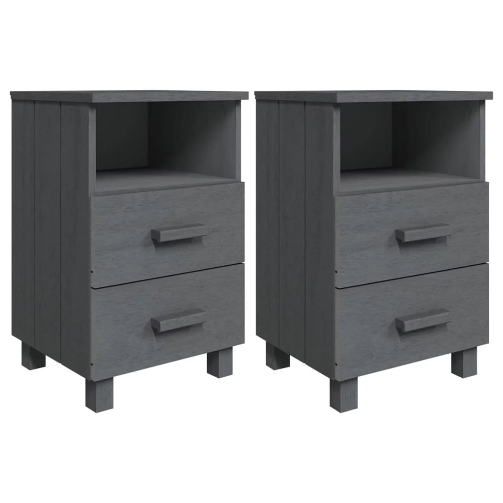 Irfora Dark 15.7"x13.8"x24.4" Wood Bedside pcs Solid Cabinets 2 Gray HAMAR