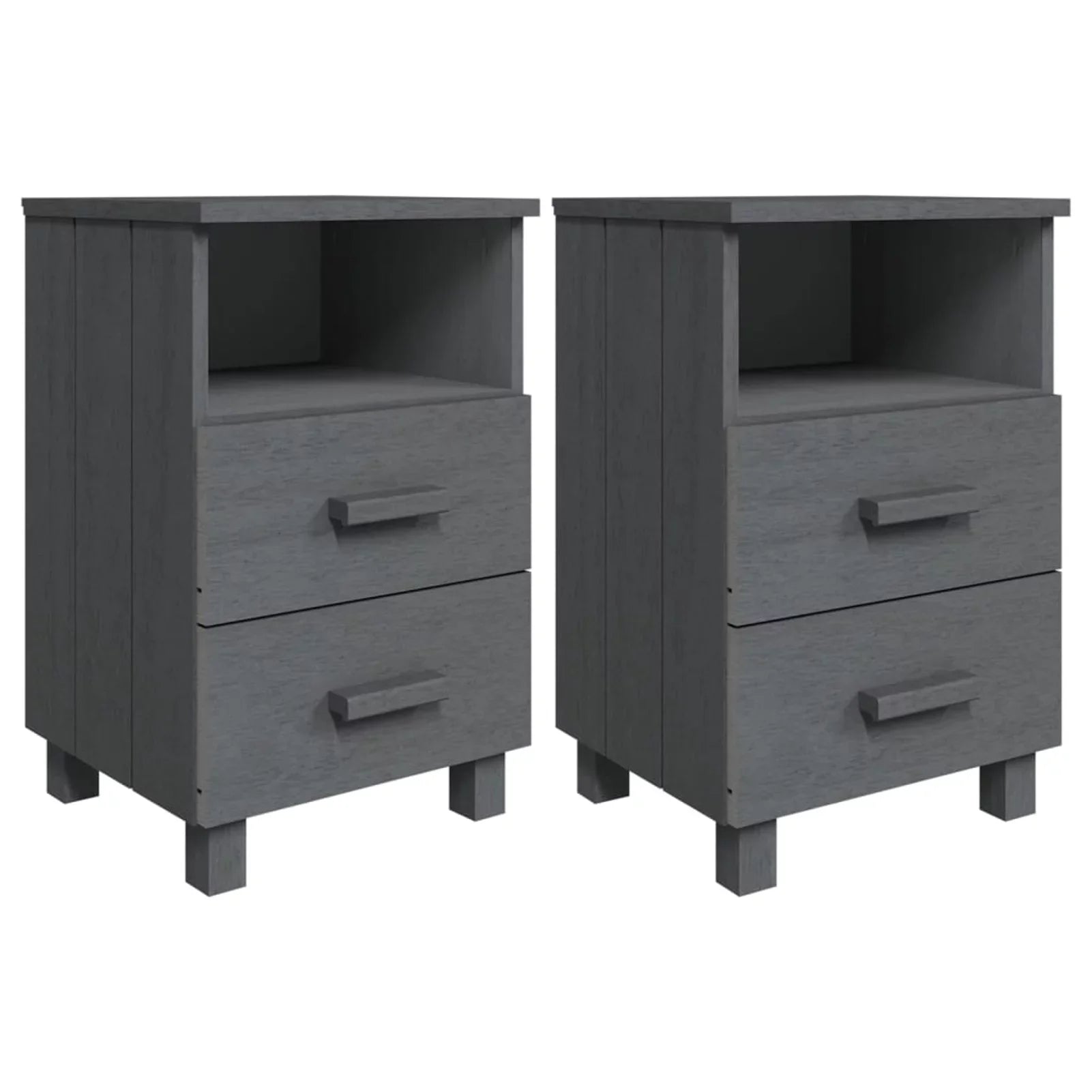 Irfora Dark 15.7"x13.8"x24.4" Wood Bedside pcs Solid Cabinets 2 Gray HAMAR