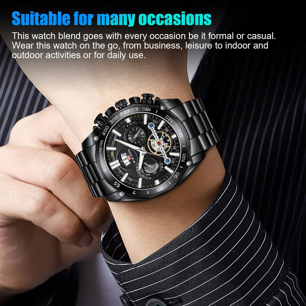 Watch Men's Luxury Quartz Steel Luminous Waterproof Classic Stainless Wristwatch